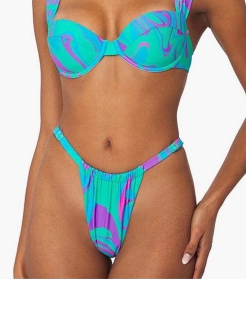 WeWoreWhat Turquoise, Purple & Teal Swirl Bikini Bottom NWT